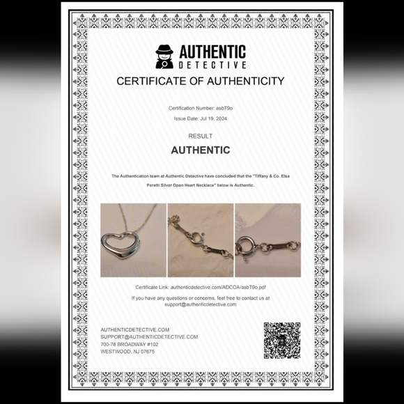 Tiffany & Co. large open heart pendant necklace (with COA) - Picture 7 of 7